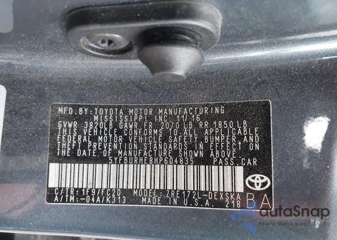 2017 Toyota Corolla Se z USA, uszkodzony, nr VIN 5YFBURHE8HP604835